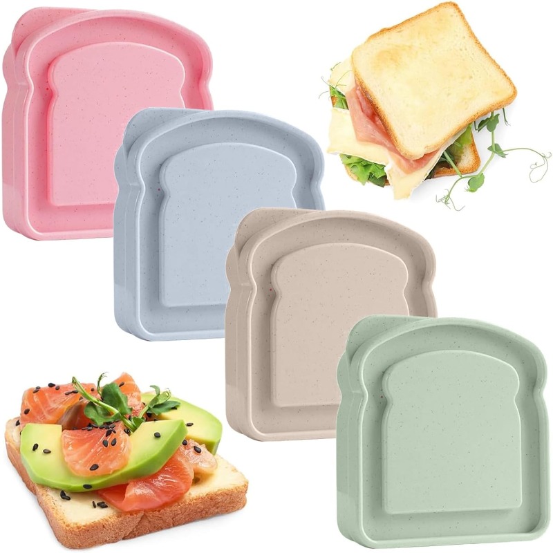 Meal Prep Lunch Boxes - 1/4pcs Sandwich Container Lunch Box Toast-shaped