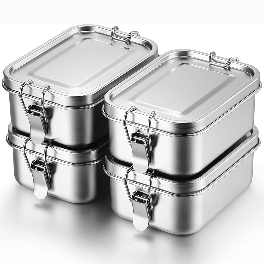 Meal Prep Lunch Boxes - 4Pcs Stainless Steel Bento Box Metal