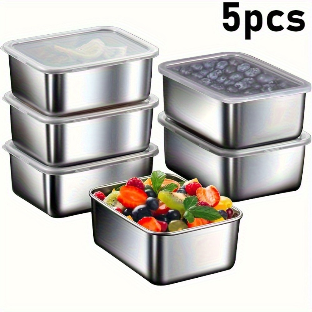 Meal Prep Containers Xl - 5pc Stainless Steel Food Storage Containers