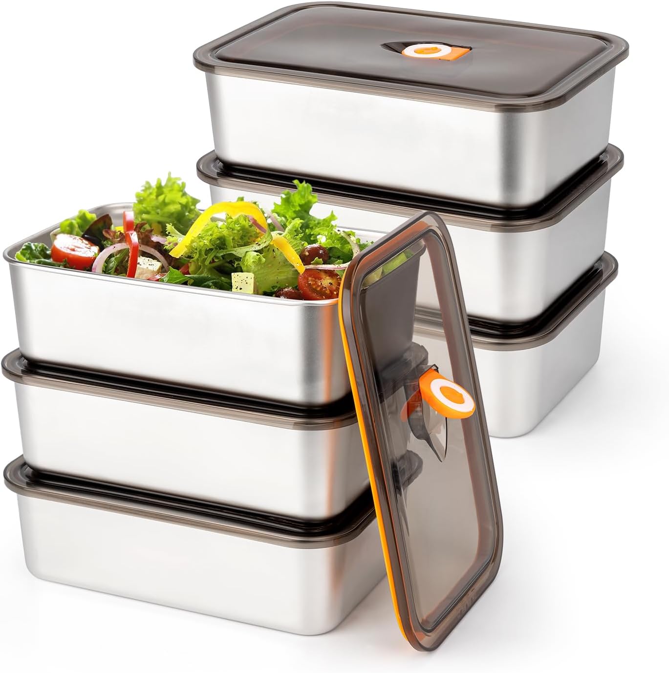 Meal Prep Lunch Boxes - 6 Pack(57oz) Stainless Steel Food Storage