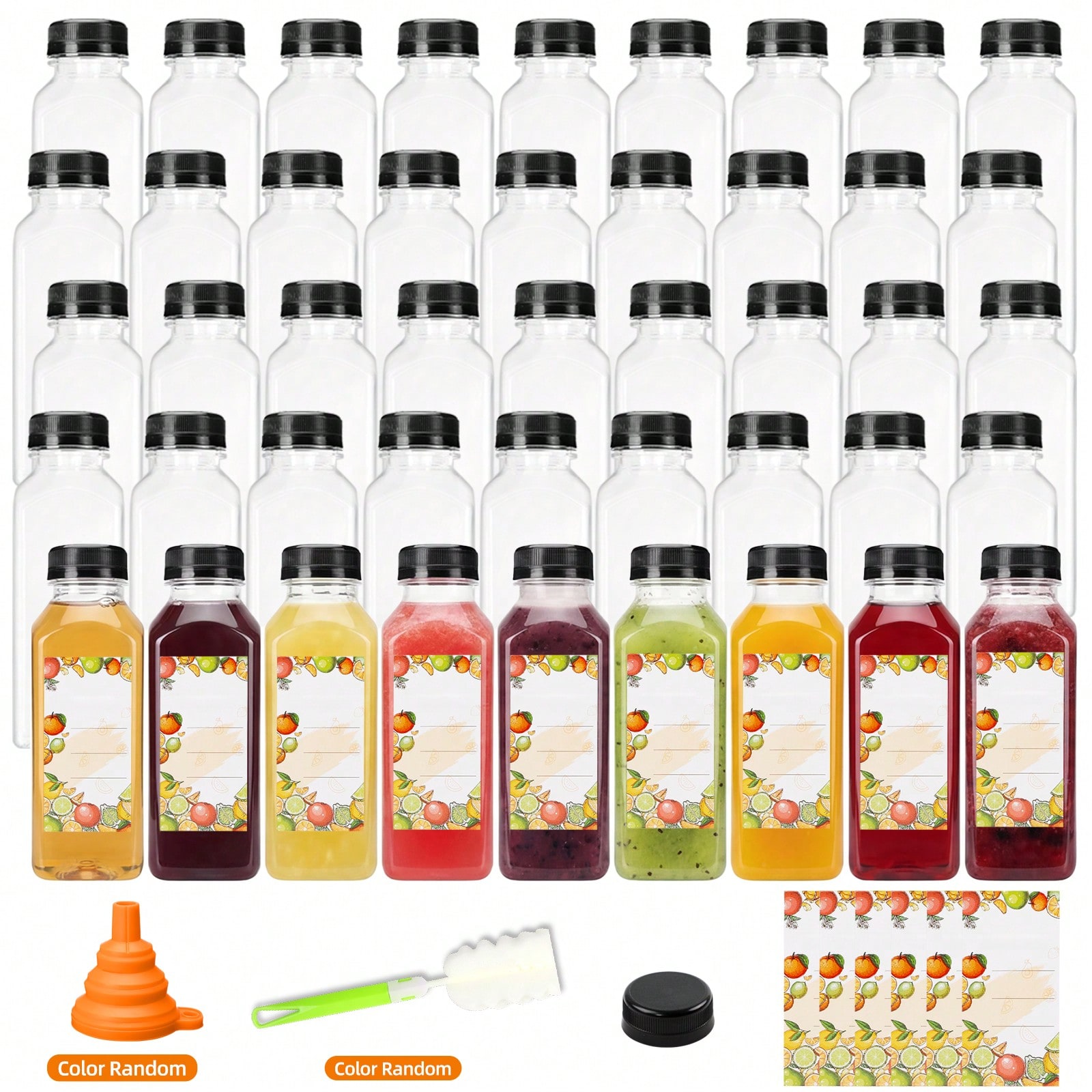 Meal Prep Smoothies - Plastic Juice Bottles Modern Sleek Clear