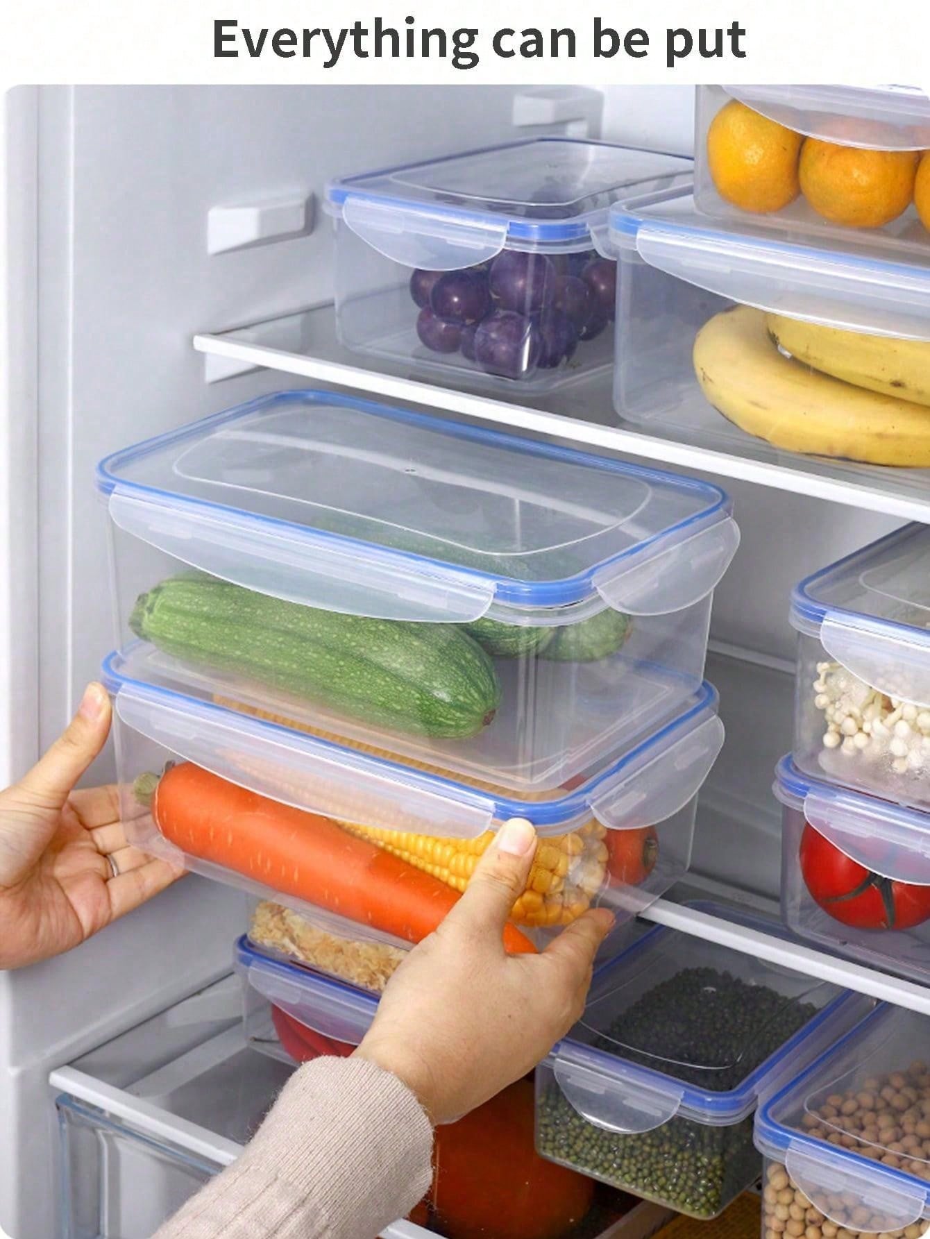 Meal Prep Containers Xl - Sealed rectangular refrigerator storage box with