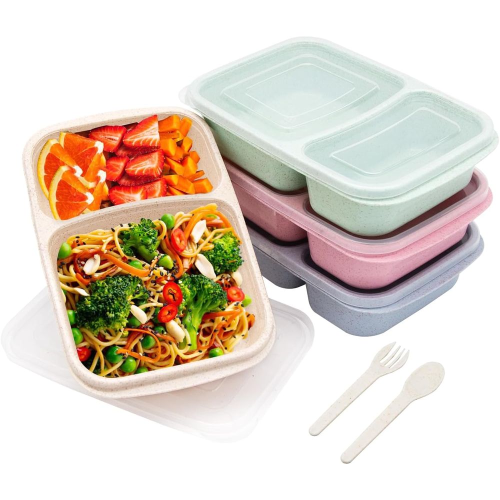4 Pack Bento Lunch Box, 2 Comp - Meal Prep Lunch Boxes ulasan dan harga