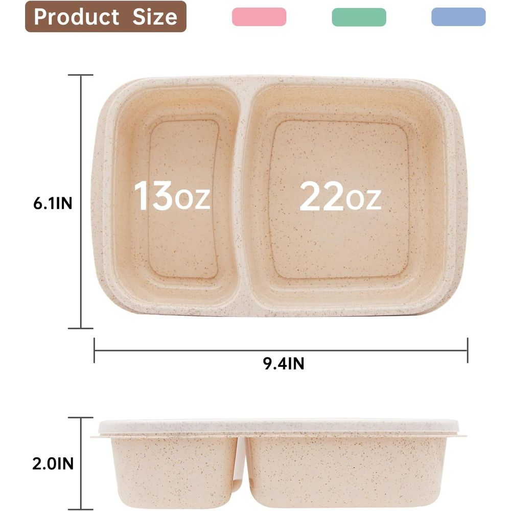 4 Pack Bento Lunch Box, 2 Comp - Meal Prep Lunch Boxes ulasan dan harga