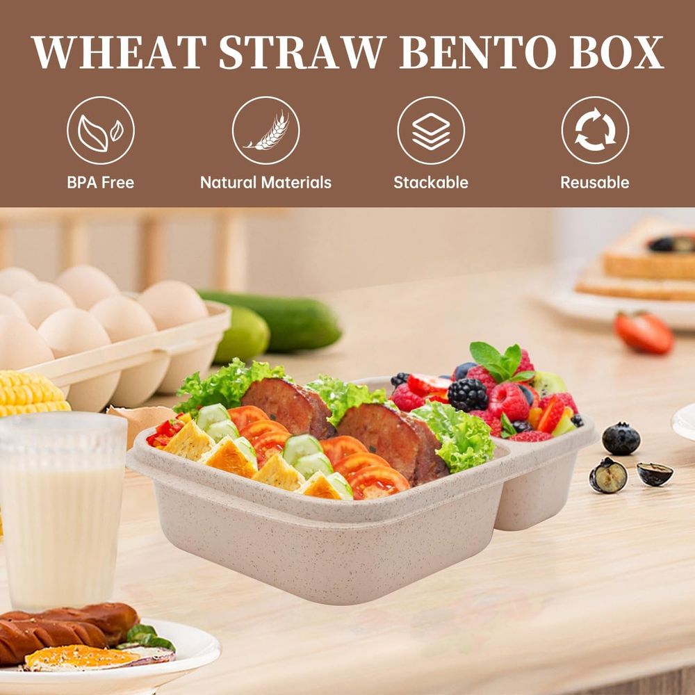 4 Pack Bento Lunch Box, 2 Comp - Meal Prep Lunch Boxes ulasan dan harga