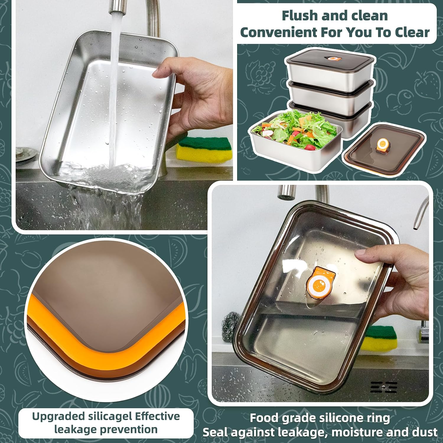 6 Pack(57oz) Stainless Steel F - Meal Prep Lunch Boxes ulasan dan harga