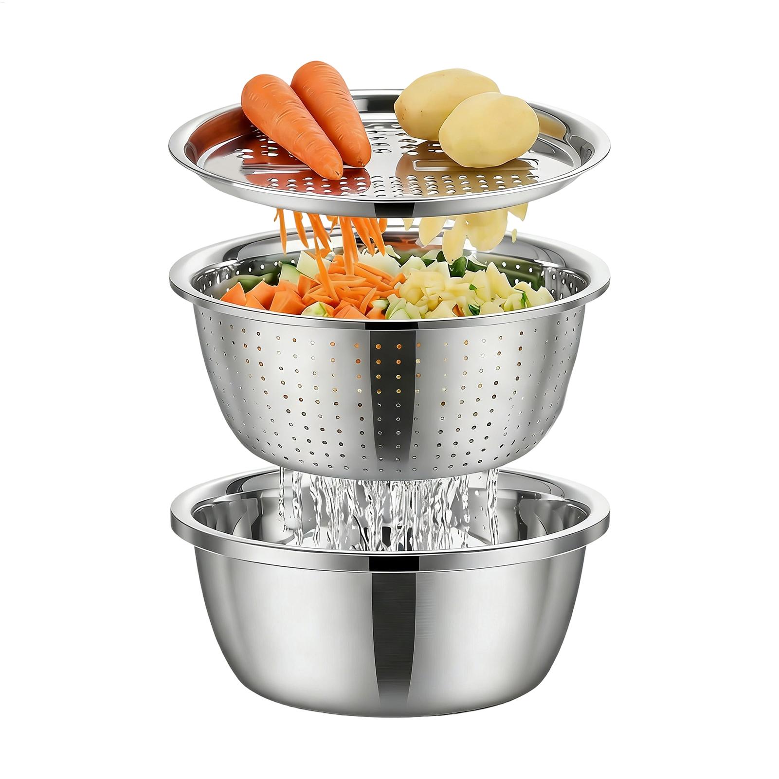 Stainless Steel Colander Strai - Meal Prep With Rice ulasan dan harga