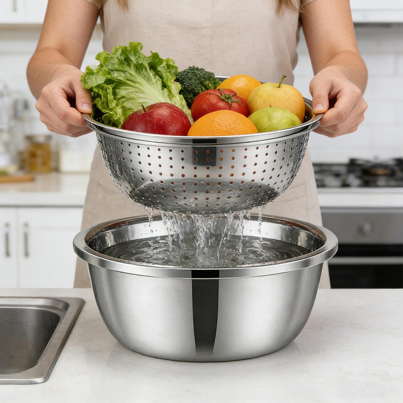 Stainless Steel Colander Strai - Meal Prep With Rice ulasan dan harga