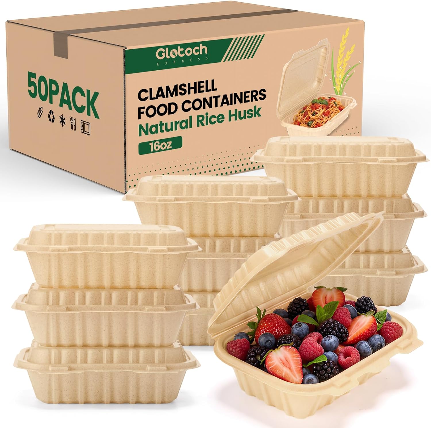 50 Pack 16oz Clamshell Take Ou - Meal Prep With Rice ulasan dan harga